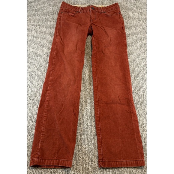Prana Denim - Prana Canyon Corduroy Pants Womens Size 4 Rust Straight Skinny Stretch Casual